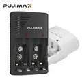 PUJIMAX-Chargeur de Batterie Universel avec Lumière LED Prise UK US EU pour Batterie Rechargeable