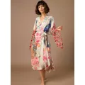 Kimono de plage imprimé Peocock pour femmes cover-up robes rondes auto-ceinturées maillots de