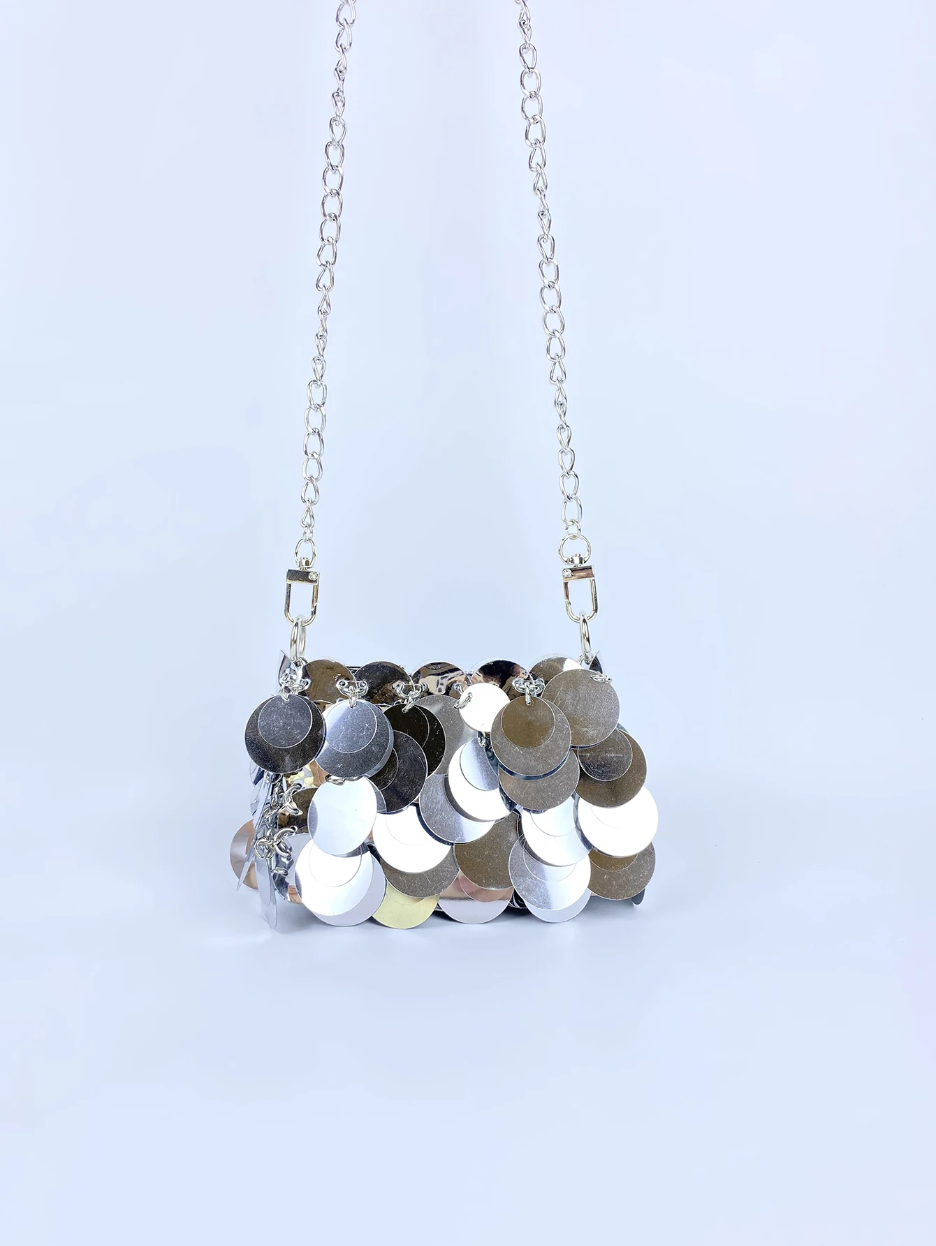 Sac à bandoulière à paillettes pour femme, argent brillant, mode avancée, polyvalent, rouge à lèvres, longue sangle initiée, sac à bandoulière unique