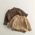 Cardigan en tricot pour bébé fille et garçon pull pour enfant en bas âge manteau en tricot