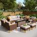 Lark Manor™ Argyri 9-Piece Wicker Outdoor Patio Furniture Set, Sectional Patio Set w/ Beige Cushions in Brown | Wayfair