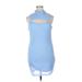 Bar III Casual Dress - Mini High Neck Sleeveless: Blue Solid Dresses - Women's Size X-Large