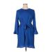 Le Gali Casual Dress: Blue Solid Dresses - Women's Size X-Large