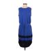 Simply Vera Vera Wang Casual Dress High Neck Sleeveless: Blue Print Dresses - Women's Size X-Small