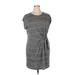 Nine West Casual Dress - Sheath Crew Neck Short sleeves: Gray Print Dresses - Women's Size X-Large