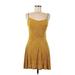 Boohoo Casual Dress - Mini V-Neck Sleeveless: Yellow Floral Dresses - Women's Size 6