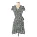 Shein Casual Dress - A-Line V Neck Short sleeves: Green Dresses - Women's Size Small