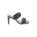 H&M Mule/Clog: Slip On Stilleto Feminine Black Print Shoes - Women's Size 37 - Open Toe