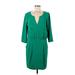 Trina Turk Casual Dress - Popover: Green Solid Dresses - Women's Size 6