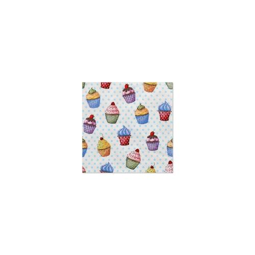 Papstar 280 Servietten, 3-lagig 1/4-Falz 25 cm x 25 cm Cupcakes