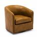Barrel Chair - Red Barrel Studio® Jaimary 28.75" Wide Swivel Barrel Chair Faux Leather in Brown | 28 H x 28.75 W x 28.5 D in | Wayfair
