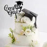 Bachelor Cap Congrasts Grad Toppers per torte in acrilico classe di congratulazioni del 2024