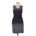Tommy Hilfiger Casual Dress - Sheath V-Neck Sleeveless: Blue Polka Dots Dresses - Women's Size 10
