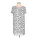 She + Sky Casual Dress - Shift Scoop Neck Short sleeves: Gray Dresses - Women's Size Large