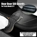 For Tesla Model 3/Y Car Trunk Door Sill Protector Rear Door Sills Carbon Fiber Leather Door Sill