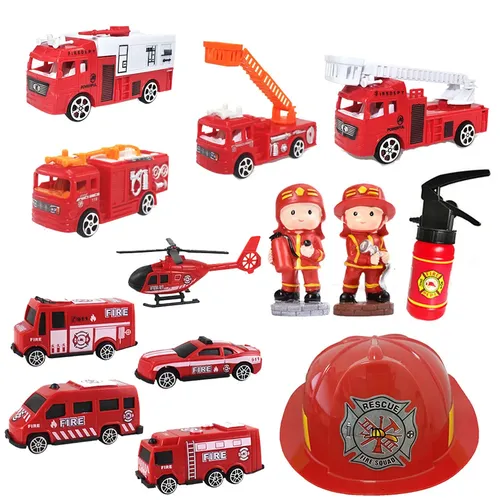 Feuerwehr mann Party begünstigt Mini Feuerwehr autos Spielzeug Jungen Helme Hüte Feuerlöscher Mini