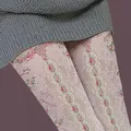 Herbst Und Winter Neue Strumpfhosen Frauen Cartoon Spitze Rose Retro Samt Böden Gedruckt Socken