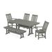 POLYWOOD Vineyard 6-Piece Farmhouse Dining Set With Trestle Legs in Slate Grey