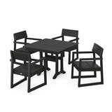 POLYWOOD EDGE 5-Piece Farmhouse Dining Set With Trestle Legs in Black