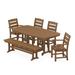 POLYWOOD Lakeside 6-Piece Dining Set with Bench in Teak