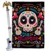 Fiesta Dia de Muertos Falltime Day of Diad 28 x 40 in. Double-Sided Decorative Vertical House Flag Set for Decoration Banner Garden Yard Gift