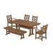 POLYWOOD Chippendale 6-Piece Farmhouse Dining Set With Trestle Legs in Teak