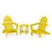 POLYWOOD Classic Folding Adirondack 3-Piece Set with Long Island 18 Side Table in Lemon