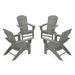 POLYWOOD 4-Piece Nautical Curveback Adirondack Chair Conversation Set in Slate Grey