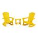 POLYWOOD Nautical Curveback 3-Piece Adirondack Rocking Chair Set in Lemon