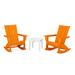 POLYWOOD Modern Curveback 3-Piece Adirondack Rocking Chair Set in Tangerine / White