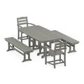 POLYWOOD La Casa Cafe 5-Piece Dining Set with Benches in Slate Grey