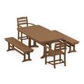 POLYWOOD La Casa Cafe 5-Piece Dining Set with Trestle Legs in Teak