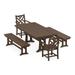 POLYWOOD Chippendale 5-Piece Farmhouse Dining Set With Trestle Legs in Mahogany