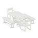 POLYWOOD EDGE 5-Piece Farmhouse Dining Set with Benches in White