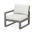 POLYWOOD EDGE Modular Left Arm Chair in Slate Grey / Natural Linen