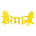 POLYWOOD Vineyard 3-Piece Adirondack Set with South Beach 18 Side Table in Lemon