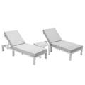 Chelsea Modern Outdoor Weathered Grey Chaise Lounge Chair with Side Table & Cushions Light Grey - Set of 2