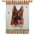 Red German Shepherd Happiness Animals Dog 28 x 40 in. Double-Sided Decorative Vertical House Flags for Decoration Banner Garden Yard Gift