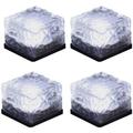 Solar Brick Lights - Solar Ice Cube Lights Outdoor Landscape Lights Waterproof Buried Lights for Garden Patio Yard Lawn Festival Decoration 4 Pack (Cold White)