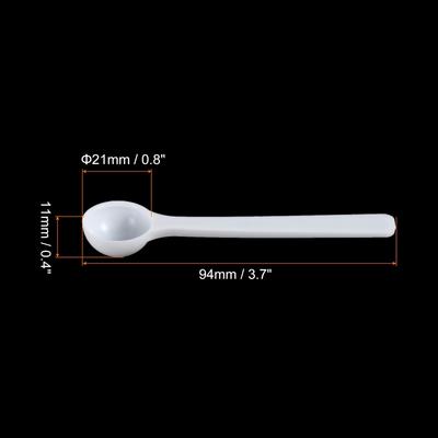 3.7" x 0.8" 1g Long Handle Plastic Measuring Spoons, 20Pcs Round Bottom - White