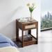 15.75" Rattan End table with drawer, Modern nightstand, side table for living room, bedroom,natural