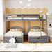 Full Over Twin & Twin Bunk Bed, Velvet Triple Bunk Bed with Drawers and Safety Guard Rails for Kids, Teens, Dorm, Bedroom