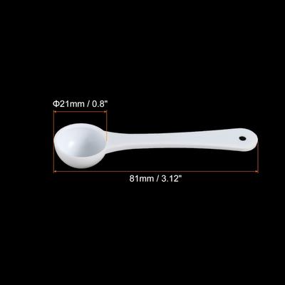 3.2" x 0.8" 1g Long Handle Plastic Measuring Spoons, 20Pcs Round Bottom - White