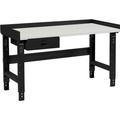 Adjustable Height Workbench with Drawer Plastic Laminate Square Top - Black - 60 x 30 in.