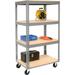 Easy Adjust Boltless 4 Shelf Truck with Wood Shelves Polyurethane Casters - 36 x 18 in.