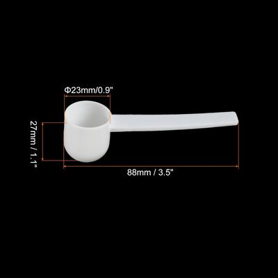 3.5" x 0.9" 5g Long Handle Plastic Measuring Spoons, 20Pcs Round Bottom - White