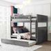 Gray Full/Full Triple Bunk for Multi-Child Familie Convertible into 2 Beds