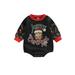 IZhansean Newborn Baby Girl Boy Christmas Romper Cartoon Print Long Sleeve Jumpsuit Bodysuit Clothes Black Santa 6-12 Months