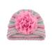 HIBRO Toddler Hat with Chin Strap Toddler Baby Boys Girls Knitted Cap Flower Multicolor Headwear Warm Beanie Elastics Turban Hat