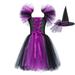 ZRBYWB Toddler Kids Baby Girl Dress Magnificent Witch Black Gown With Hat Fancy Tutu Dress Up Party Tulle Dresses